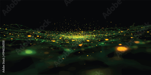 Glowing bokeh light sparkles through night city water drops on the window glass creating a magic blur of colorful glitter particles and star-like shine against a dark artistic background