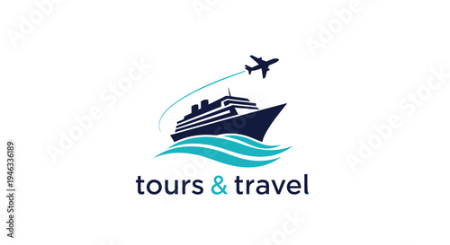 Cruise Ship and Airplane Logo for Tours and Travel Business.