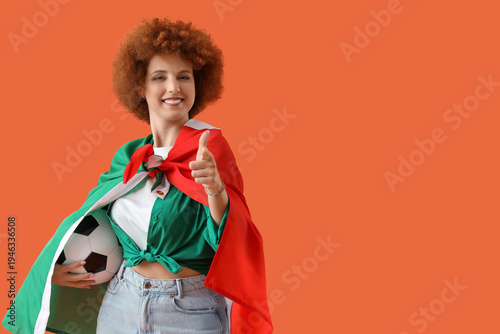 Female soccer fan with Ital...