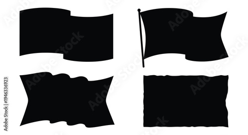 Four black flags waving in the wind a striking silhouette