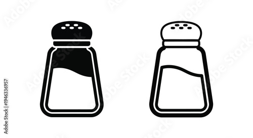Two condiment containers a salt and pepper shaker silhouette