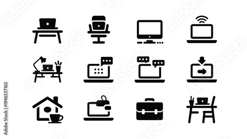 Minimalist logo bundle featuring 12 modern black icons for business technology and lifestyle concepts