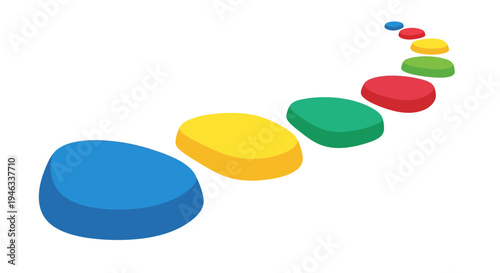 Stepping stones image, vector illustration, flat design, concept of progress, path, success, journey.