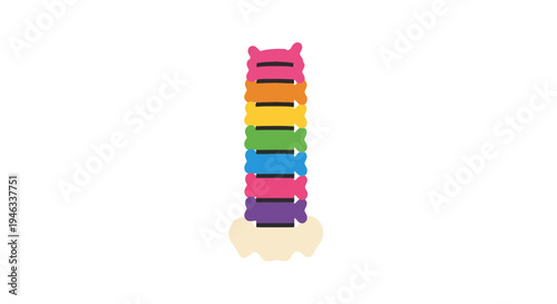 Colorful stacked candies illustration, vector style graphic, sweet treat design for kids and holidays