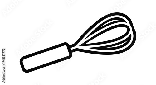 Simple black and white illustration of a kitchen whisk silhouette