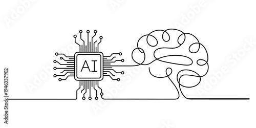 Artificial Intelligence Concept, AI Chip Connecting to Brain, Technology and Human Mind