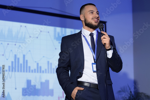 Business speaker giving pre...