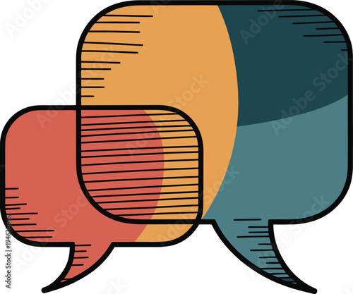 Vibrant colorful speech bubbles for conversation and communication concepts with a modern comic book style illustration
