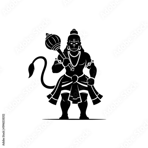 Illustration of Hanuman Jayanti celebrations with a majestic monkey god holding a mace