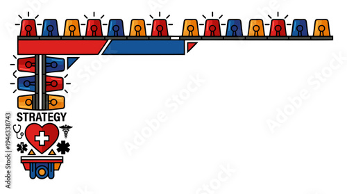 Four cartoon illustrations of a friendly Black female nurse in blue scrubs, showing different poses like waving, writing, holding an object, and making a heart.