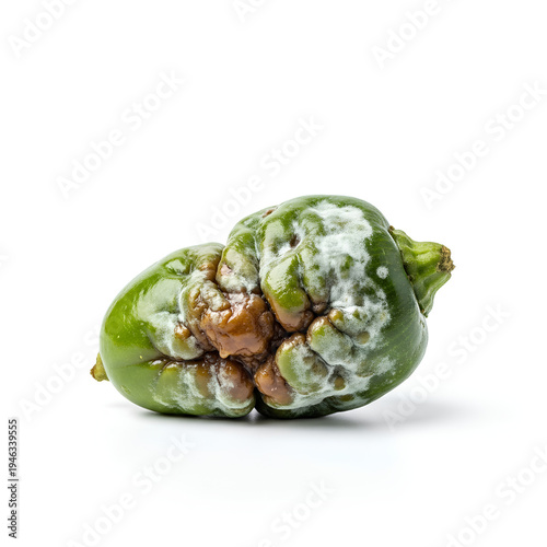 Rotten Green Bell Pepper with Mold and Decay.