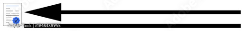 Data transfer concept. Data transfer ed by an arrow pointing at a certified document. Data transfer ensures verified and secure exchange. Useful for technology, security, compliance, communication