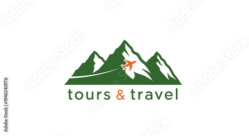 Mountain Tours and Travel Logo with Skier.