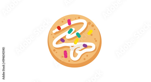 Cookie with sprinkles vector illustration, flat design, for food and dessert concepts