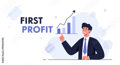 Businessman pointing at rising profit graph, business growth concept