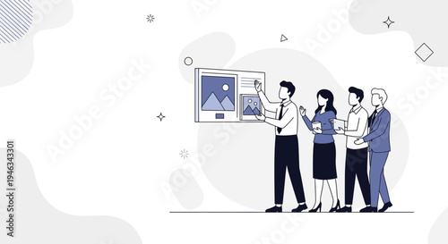 Business team presenting project on a large screen, teamwork, meeting, strategy, presentation