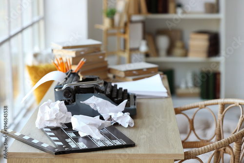 Vintage typewriter with scr...