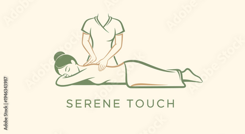 Serene Touch Logo - Woman Receiving Back Massage from Therapist.
