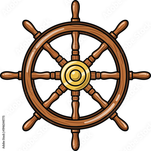 Illustration of Ship Steering Wheel Navigation Control