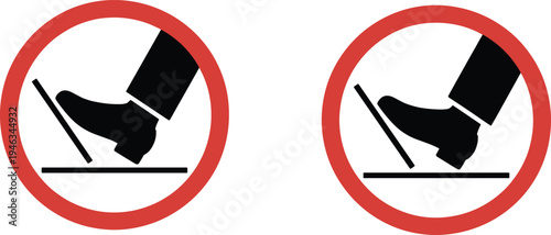 No stepping sign, do not step symbol, restricted surface warning icon, safety prohibition vector illustration for floor protection and caution