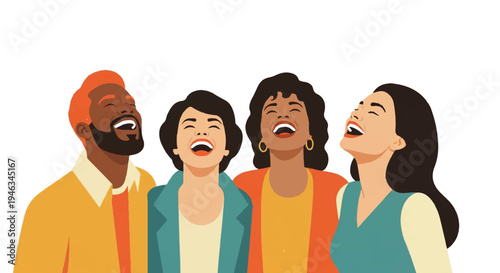 Diverse group laughing together illustration