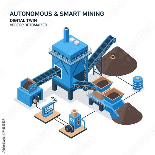 Wallpaper Mural Autonomous and Smart Mining: A Digital Twin Concept Illustrating Advanced Industrial Automation and Data Integration. Torontodigital.ca