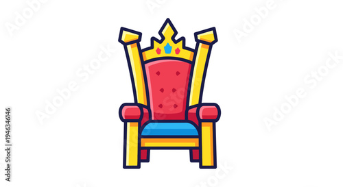King's Throne Vector Illustration, Flat Design for Royalty, Power, and Authority