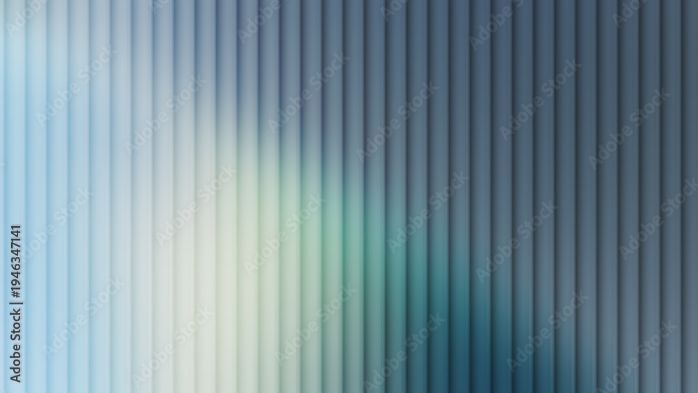 Obraz premium Mist grey reeded glass texture with soft teal light diffusion. Great for minimalist artistic designs and clean digital media surfaces.