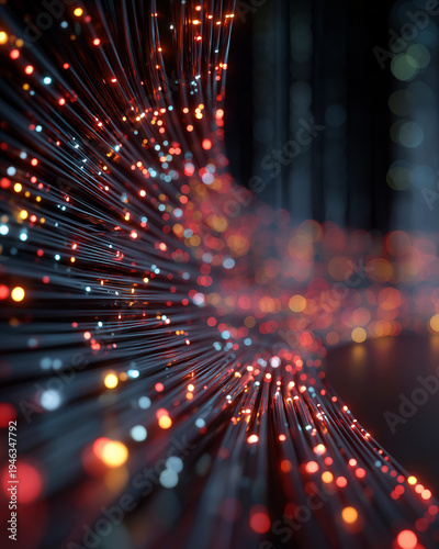 Wallpaper Mural Fiber Optic Stream of Light: a close-up image of a vibrant, interconnected network of fiber optic cables, illuminating the path of data and information. Torontodigital.ca