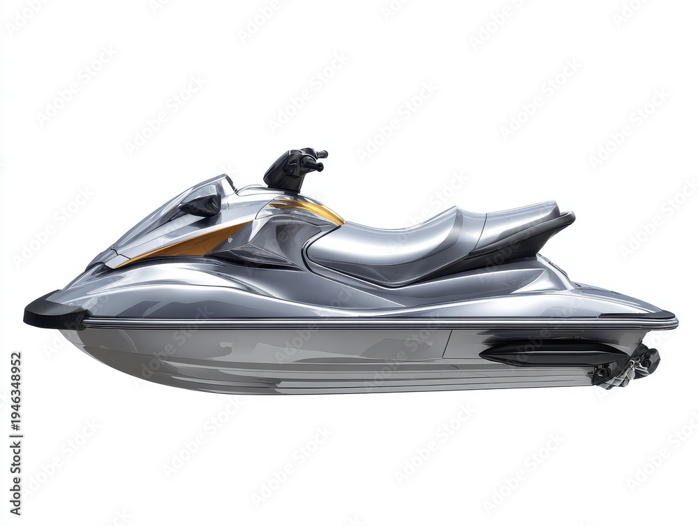 Naklejka premium Silver and Orange Personal Watercraft on a White Background