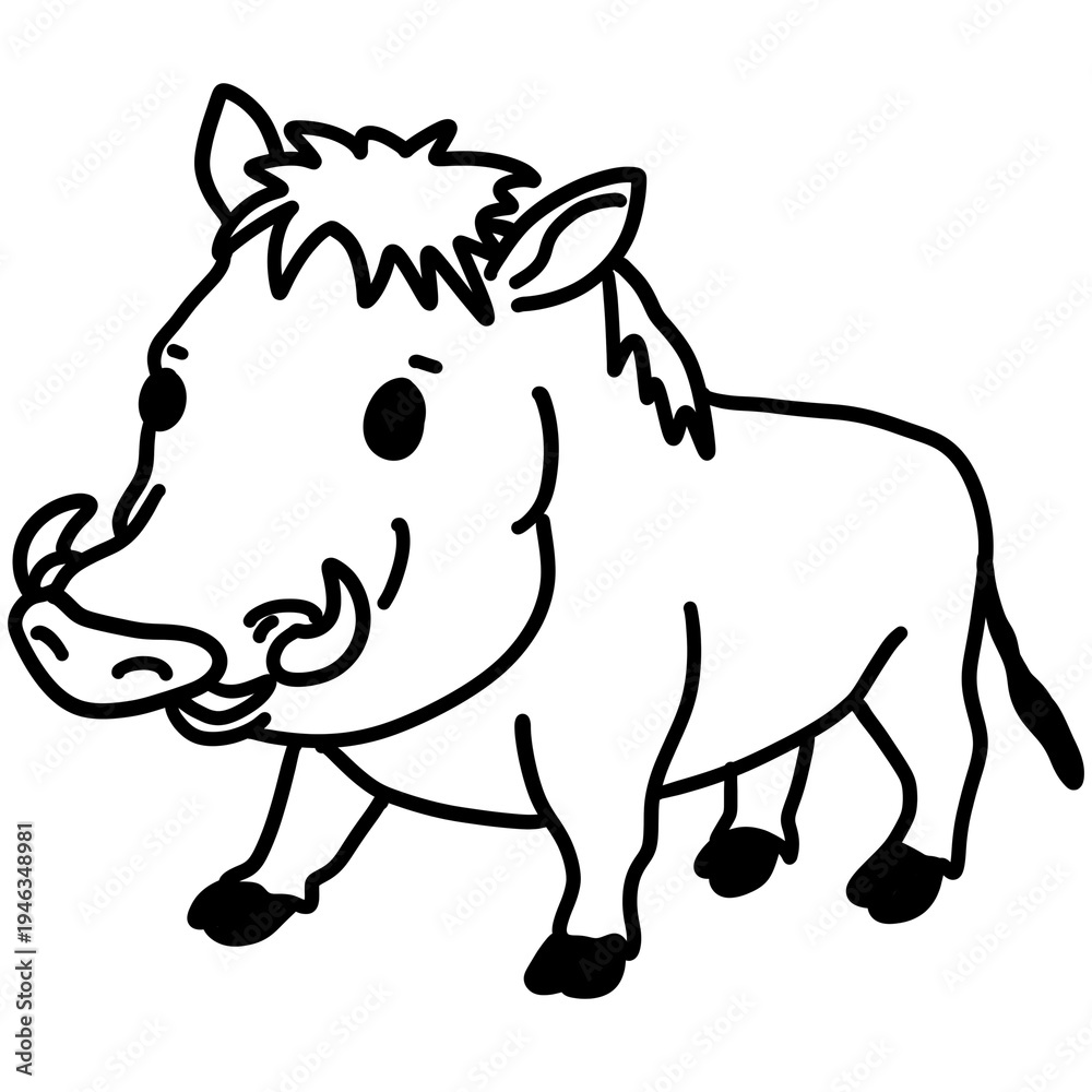 Fototapeta premium Cute Cartoon Orange Fruit Line Art Illustration for Kids Coloring Page