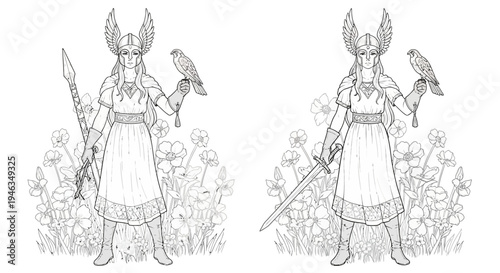 Valkyrie Warrior with Spear and Sword