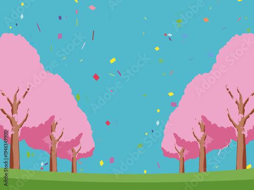 木, 風景, 自然, 空, 草, ベクター, イラスト, 雲, サマータイム, とぶ, 公園, 森, 