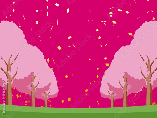 木, 風景, 自然, 空, 草, ベクター, イラスト, 雲, サマータイム, とぶ, 公園, 森, 