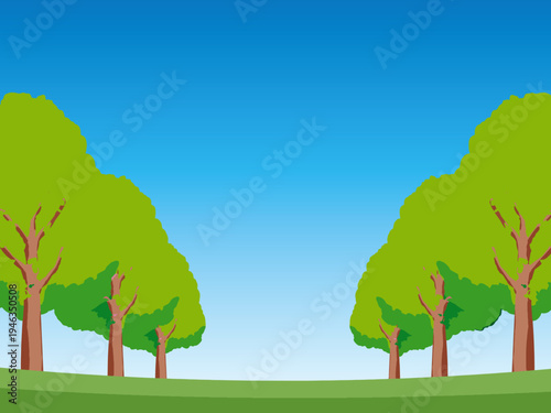 木, 風景, 自然, 空, 草, ベクター, イラスト, 雲, サマータイム, とぶ, 公園, 森, 