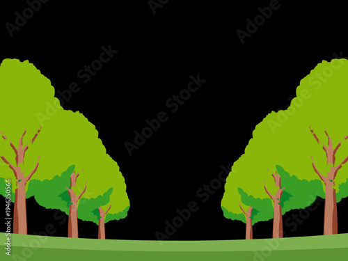 木, 風景, 自然, 空, 草, ベクター, イラスト, 雲, サマータイム, とぶ, 公園, 森, 