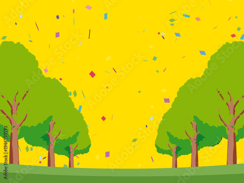 木, 風景, 自然, 空, 草, ベクター, イラスト, 雲, サマータイム, とぶ, 公園, 森, 