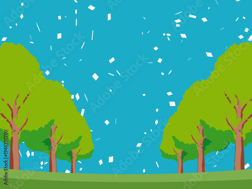 木, 風景, 自然, 空, 草, ベクター, イラスト, 雲, サマータイム, とぶ, 公園, 森, 