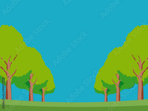 木, 風景, 自然, 空, 草, ベクター, イラスト, 雲, サマータイム, とぶ, 公園, 森, 