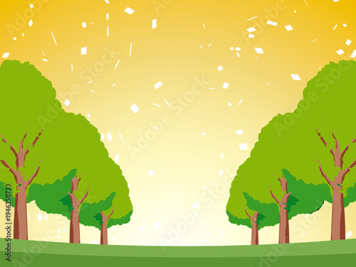 木, 風景, 自然, 空, 草, ベクター, イラスト, 雲, サマータイム, とぶ, 公園, 森, 