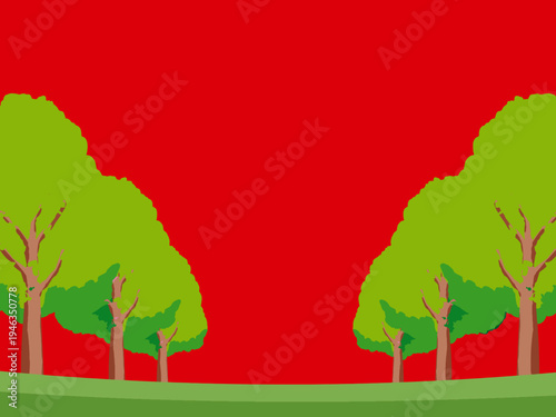 木, 風景, 自然, 空, 草, ベクター, イラスト, 雲, サマータイム, とぶ, 公園, 森, 