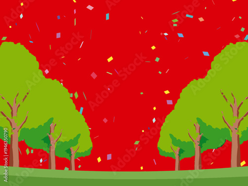 木, 風景, 自然, 空, 草, ベクター, イラスト, 雲, サマータイム, とぶ, 公園, 森, 