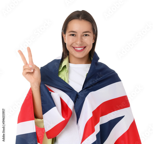 Young woman with UK flag sh...