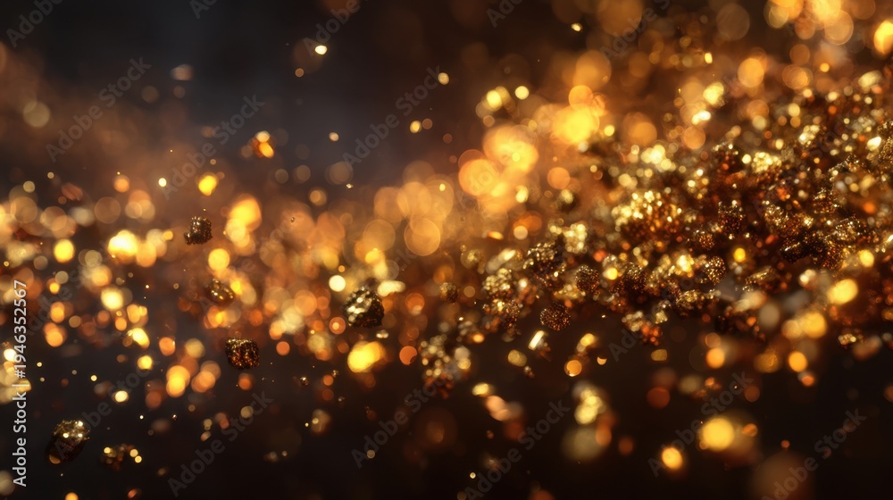 Obraz premium Shimmering particles of gold dust create a magical atmosphere of light and elegance for artistic visuals and design projects