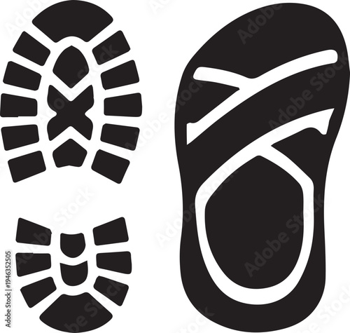 Comparison of hiking boot and running shoe tread patterns for outdoor activities Vector