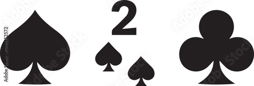 Classic playing cards featuring spades and clubs with a two of spades in between Vector