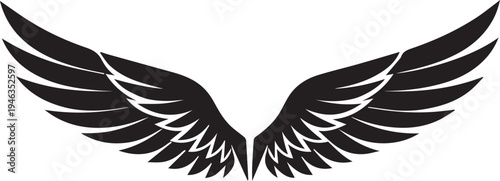 Powerful black wings symbolizing freedom and strength in bold graphic design Vector