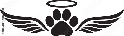 Angelic guardian with wings and a paw print symbolizing protection and loyalty Vector