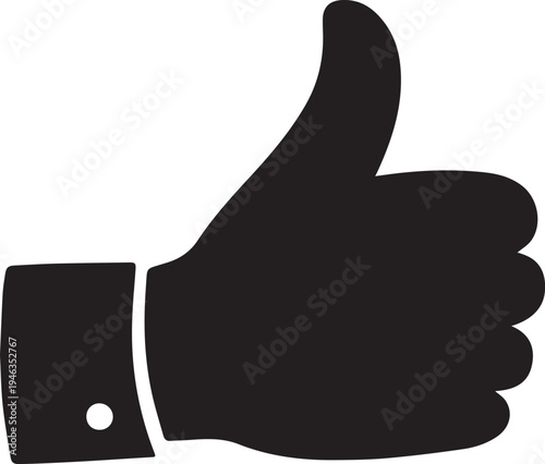 A black silhouette of a thumb giving an upward gesture on a white background Vector