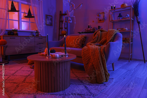 Interior of dark living roo...